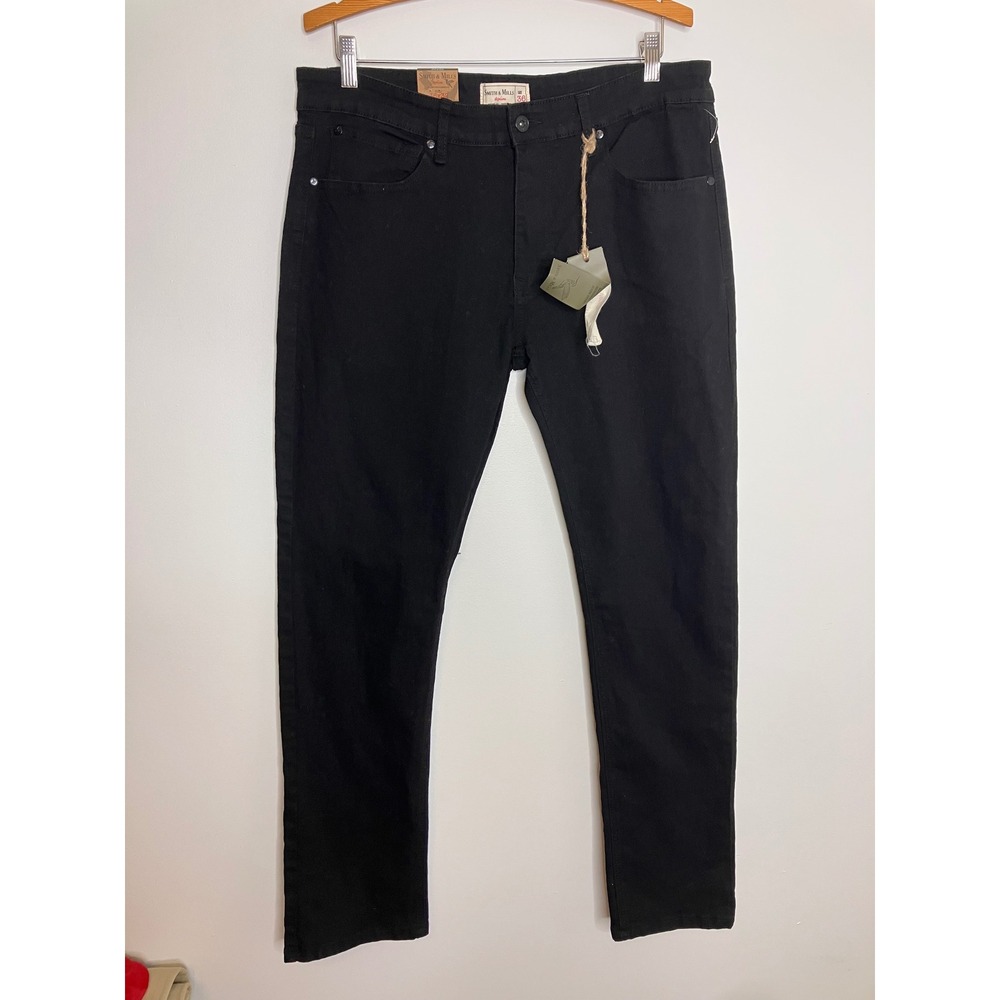 Smith & Mills Jeans Men 36x32 Jet Black NWT Stretch Tailored Fit SM-11000123